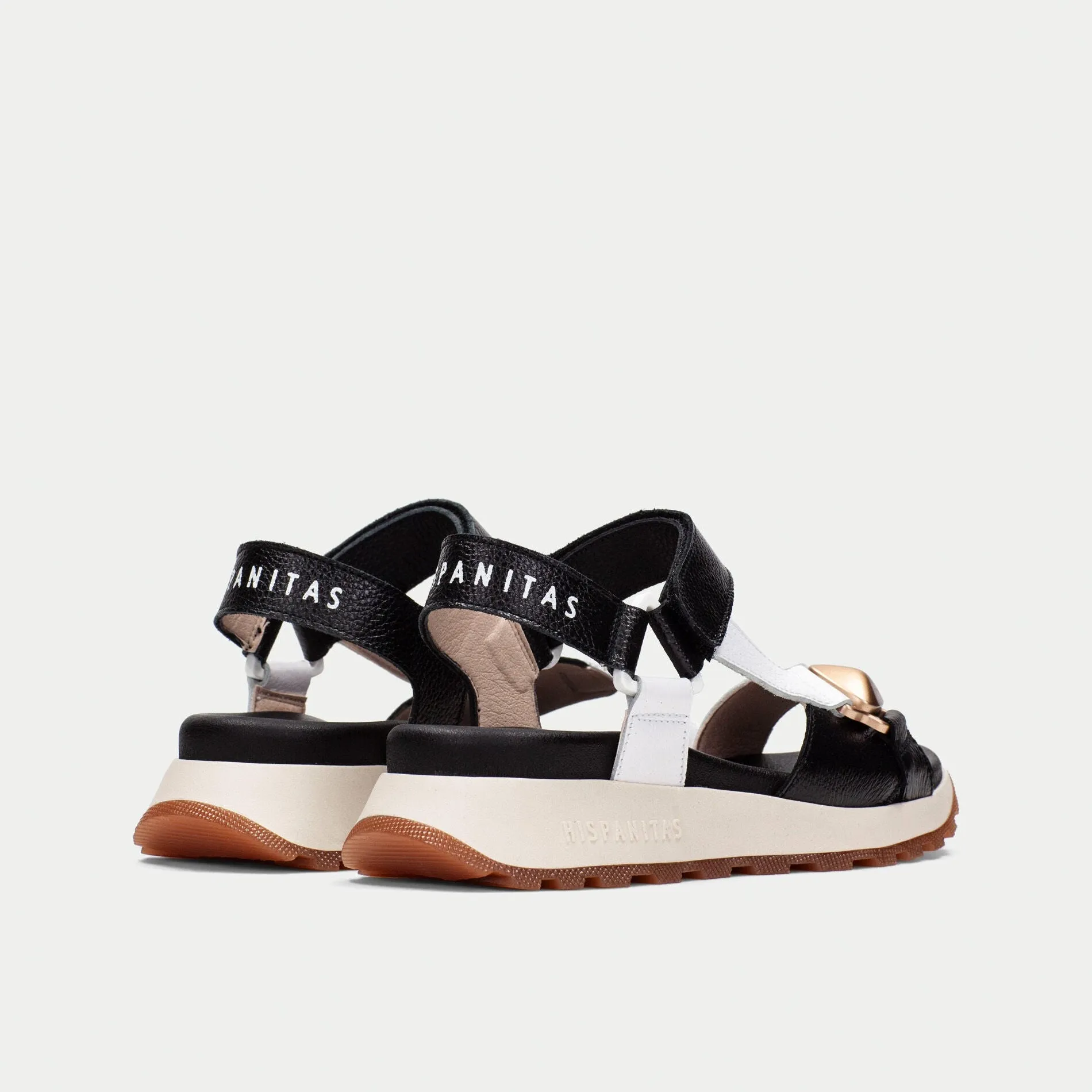 Hispanitas Black/White Sporty Sandals