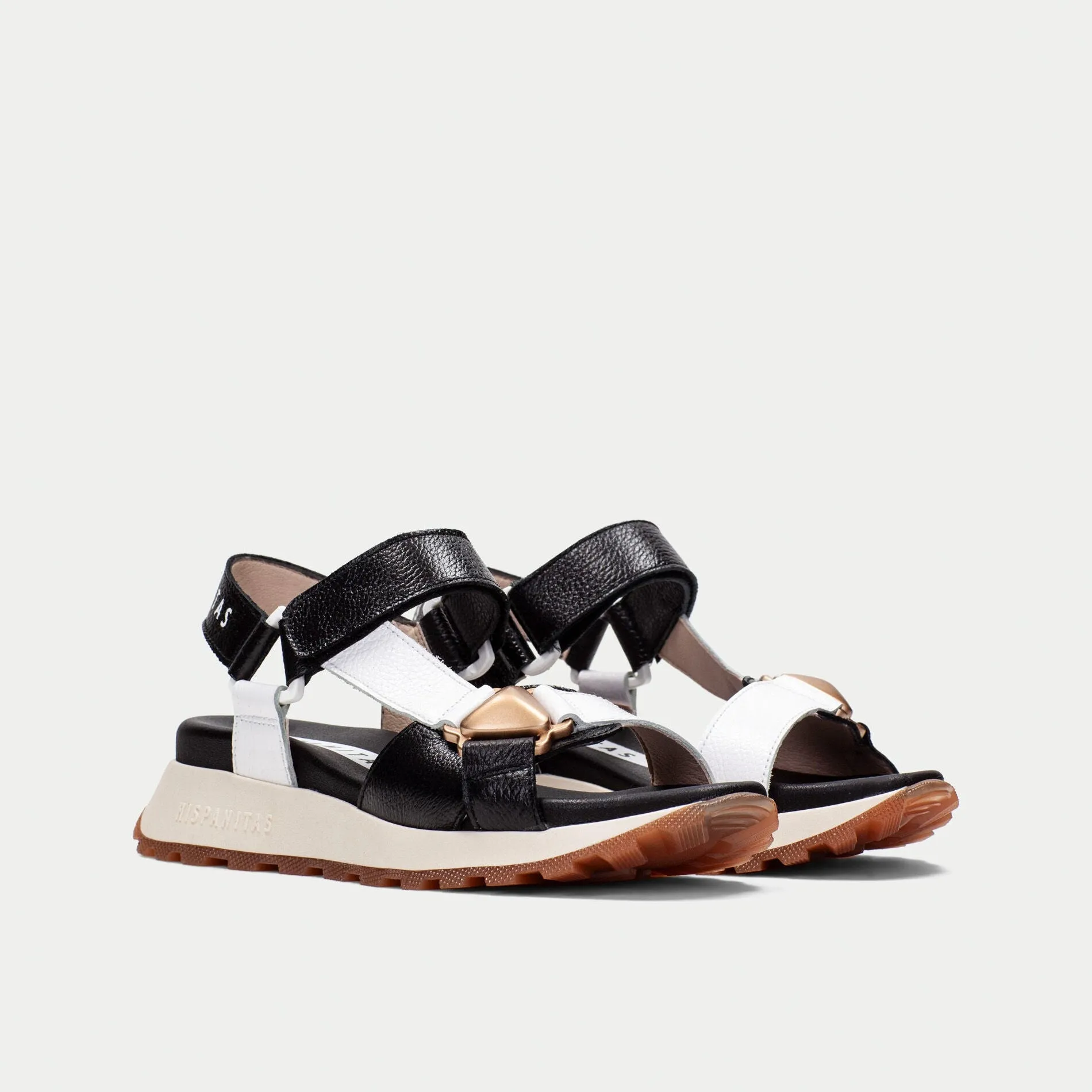 Hispanitas Black/White Sporty Sandals