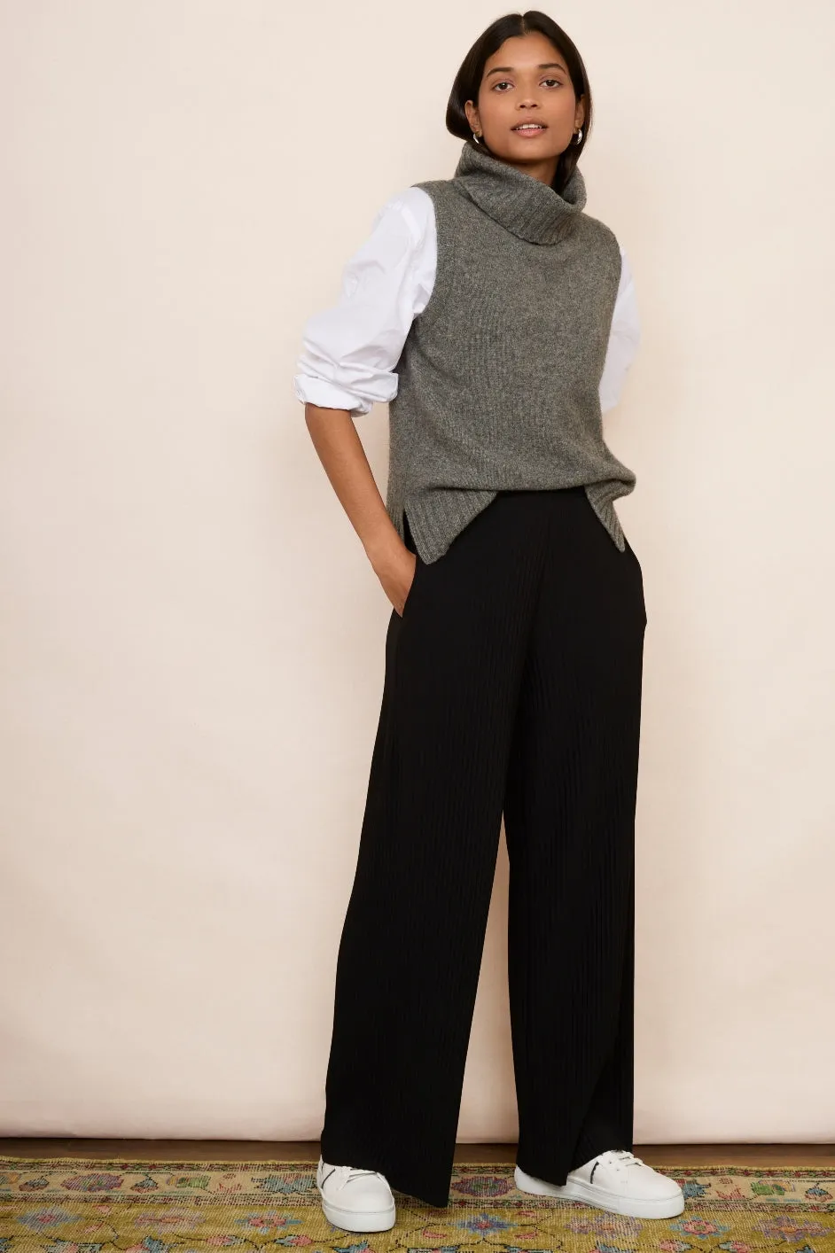 Ingrid Plisse Trouser - Black