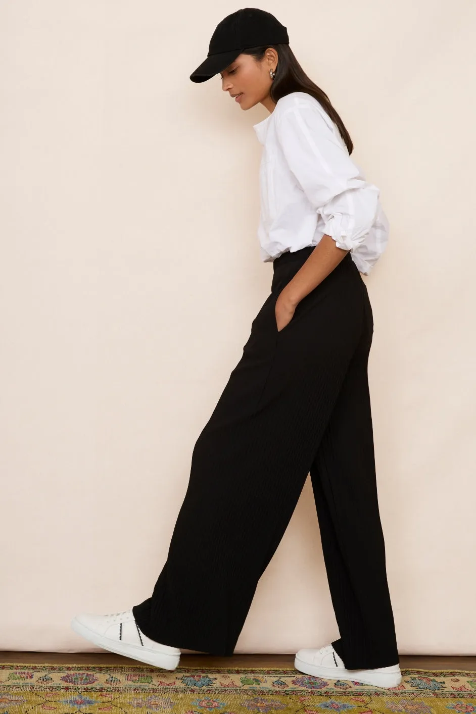 Ingrid Plisse Trouser - Black