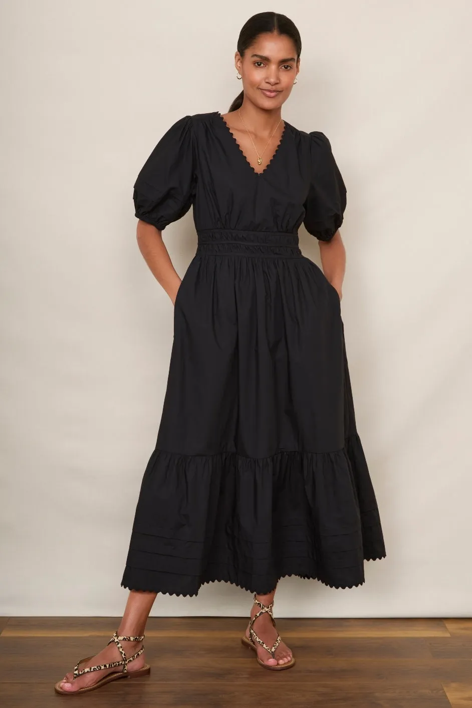 Iris Poplin Dress - Black