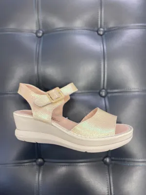 Jose Saenz Beige Low Wedge Sandal
