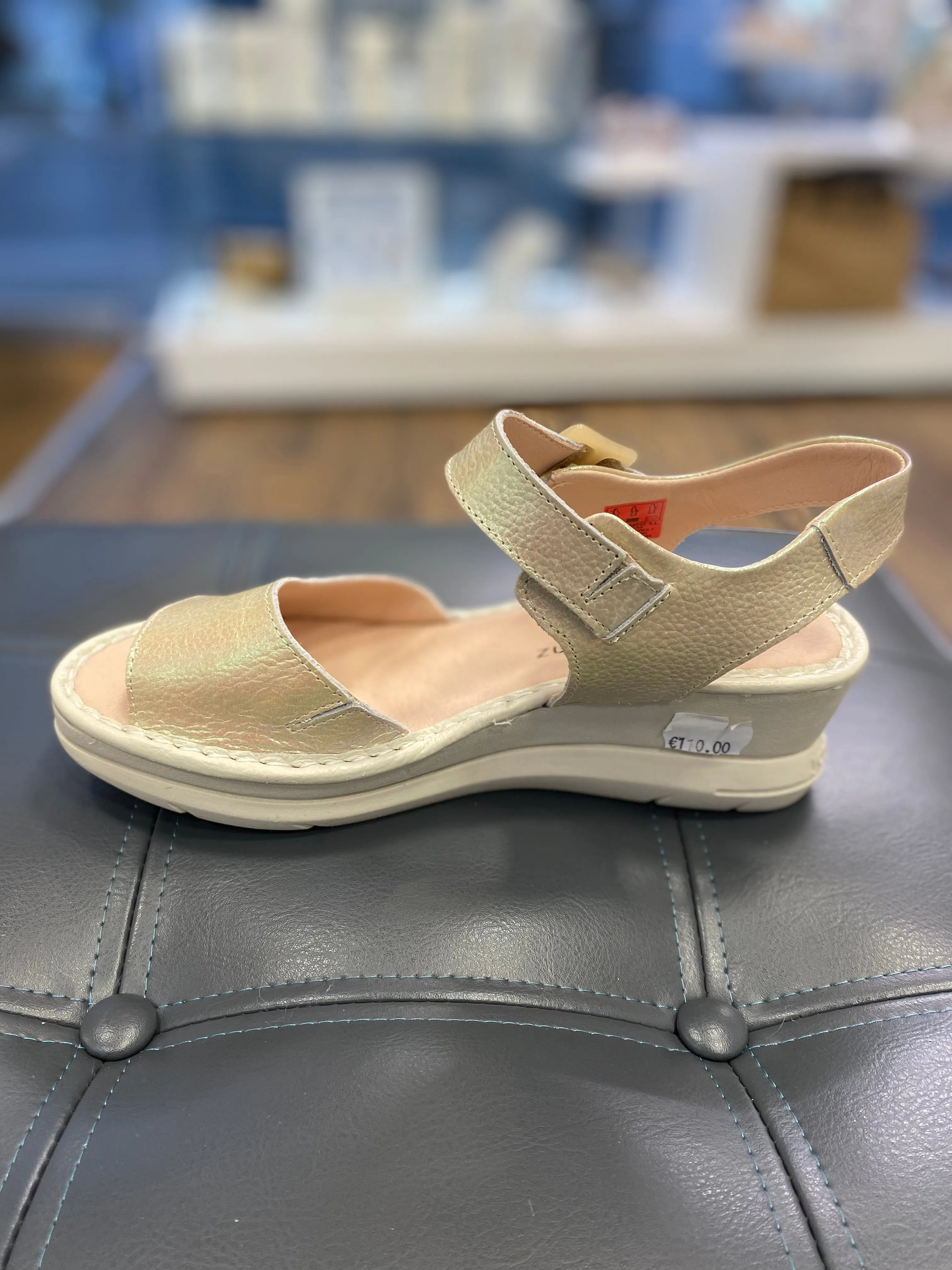 Jose Saenz Beige Low Wedge Sandal