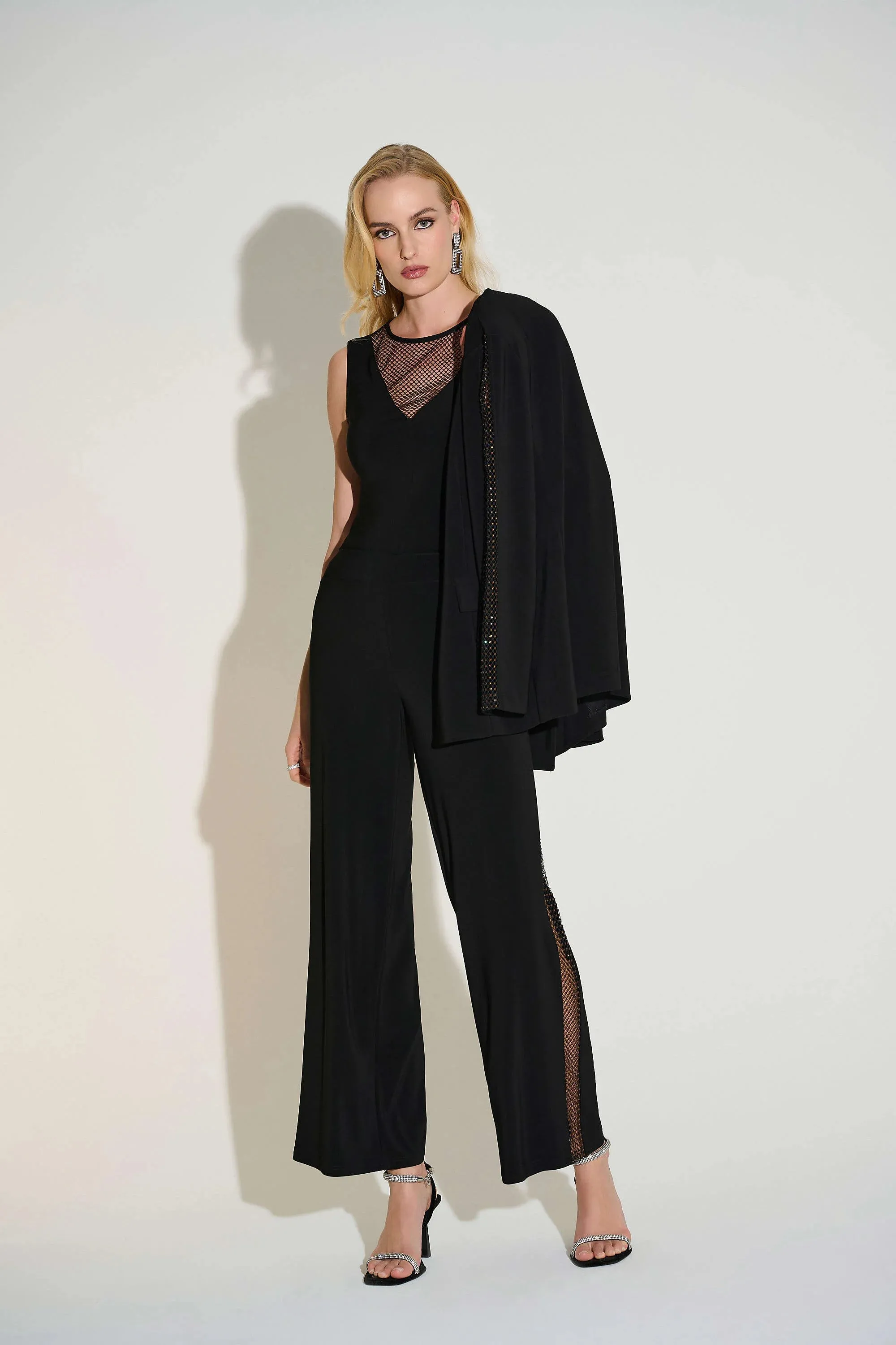 Joseph Ribkoff  Signature Silky Knit Wide Leg Pants with Rhinestone Detail 253729
