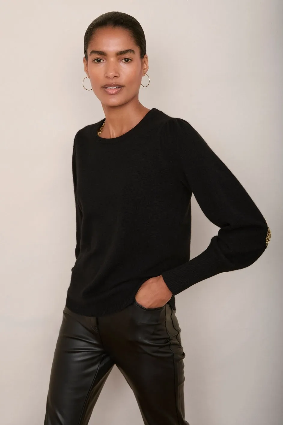 Julieta Patch Jumper - Black/Gold Sequin