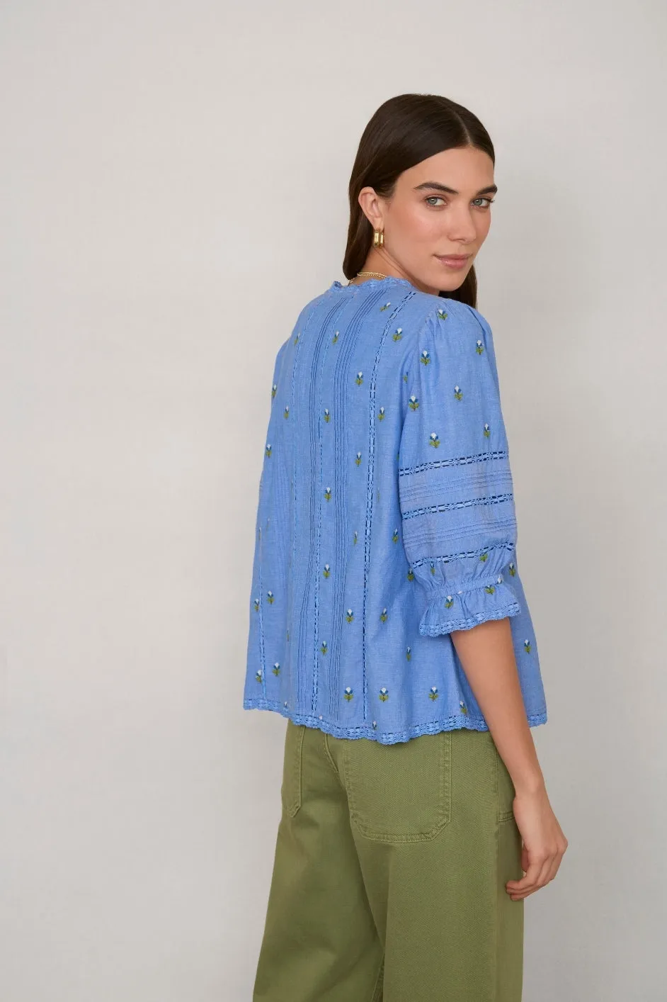 Klara Blouse - Chambray Embroidery