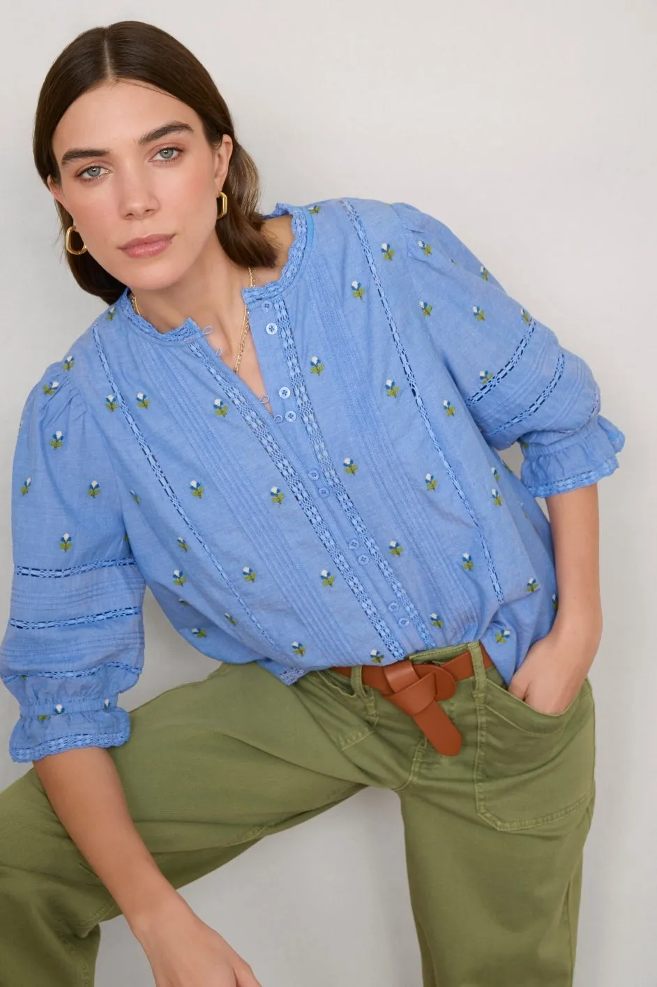 Klara Blouse - Chambray Embroidery