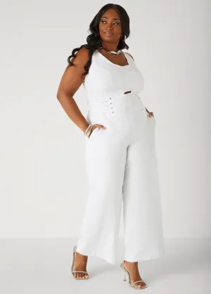 Lace Up Denim Jumpsuit