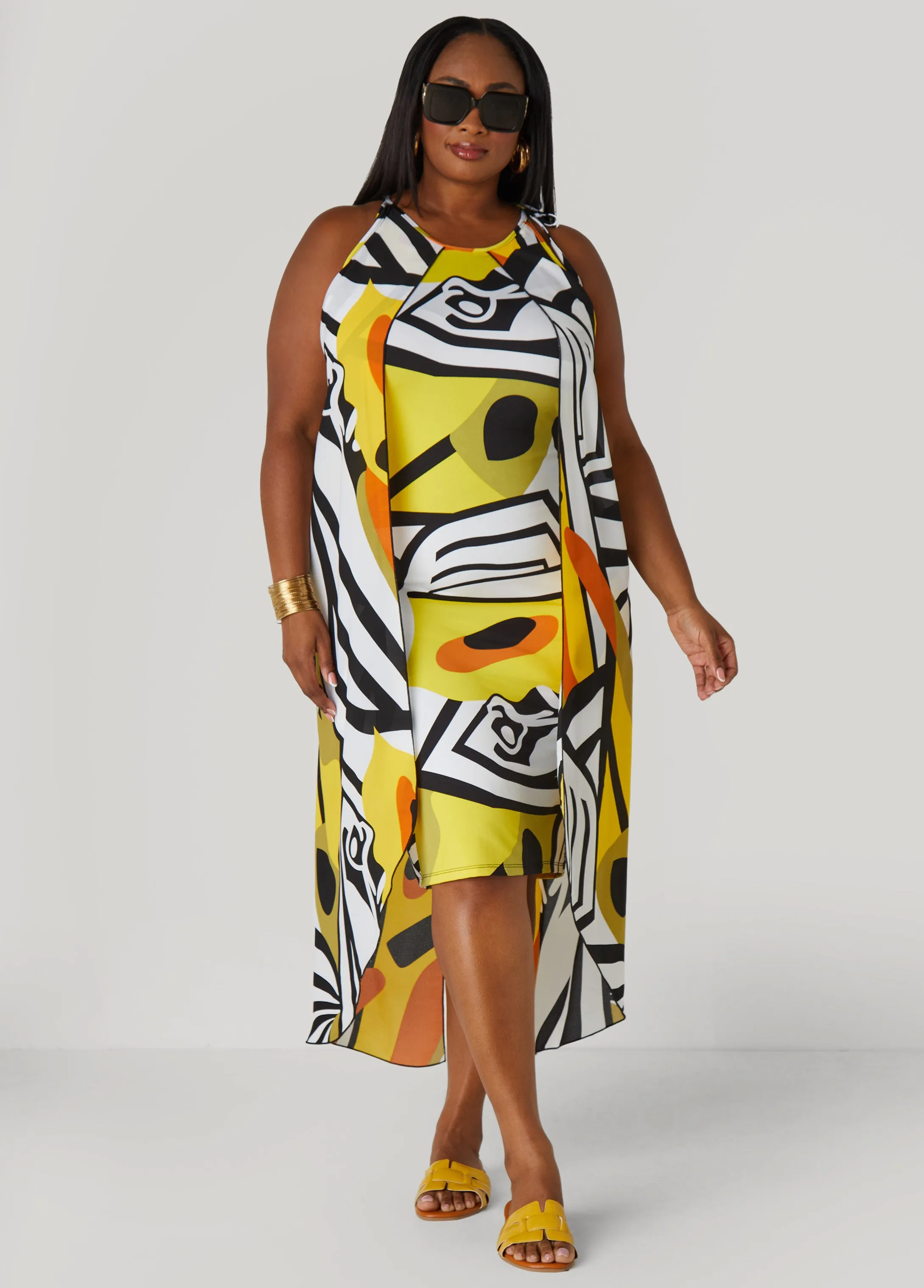 Layered Geo Print Dress