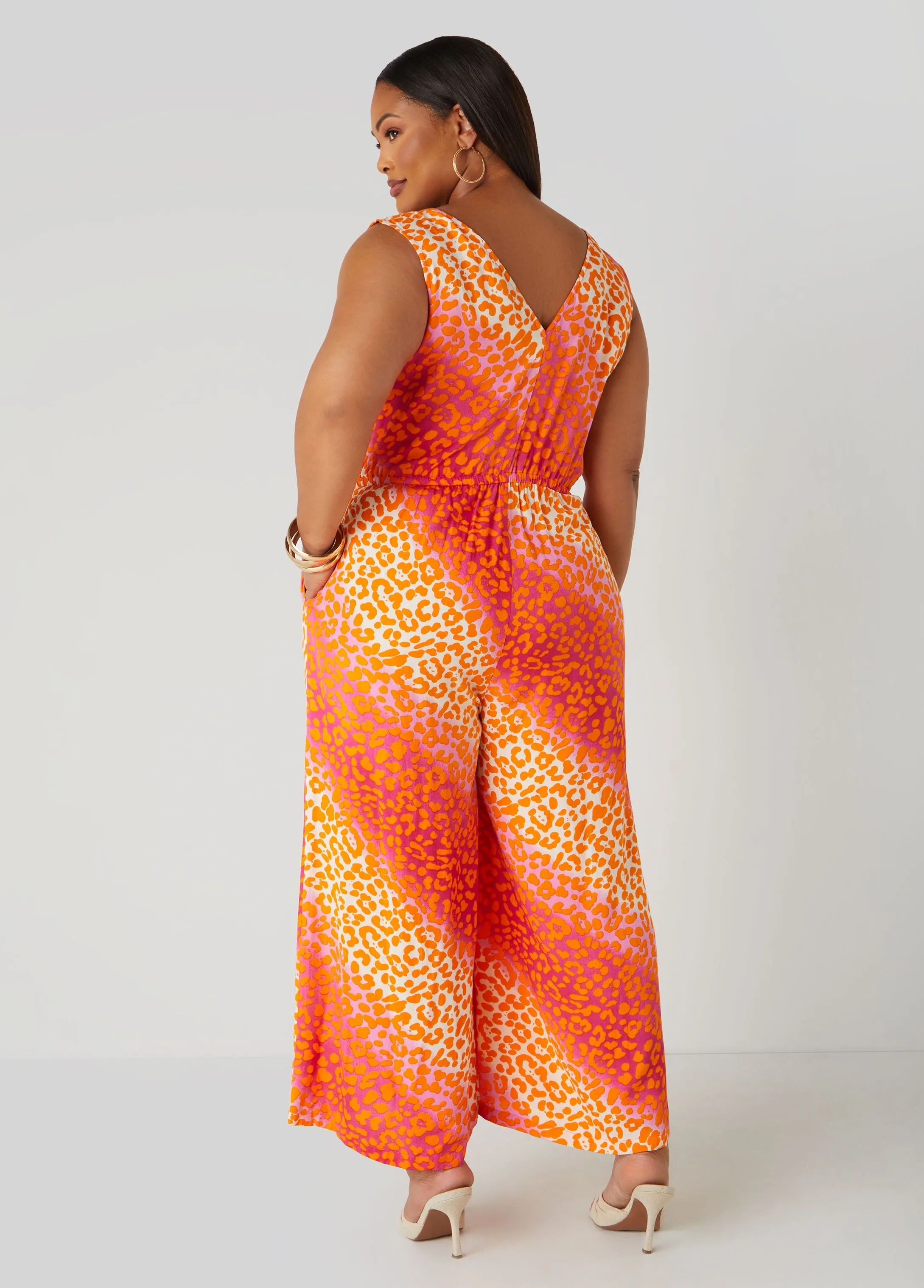 Leopard Print Wide Leg Jumpsuit