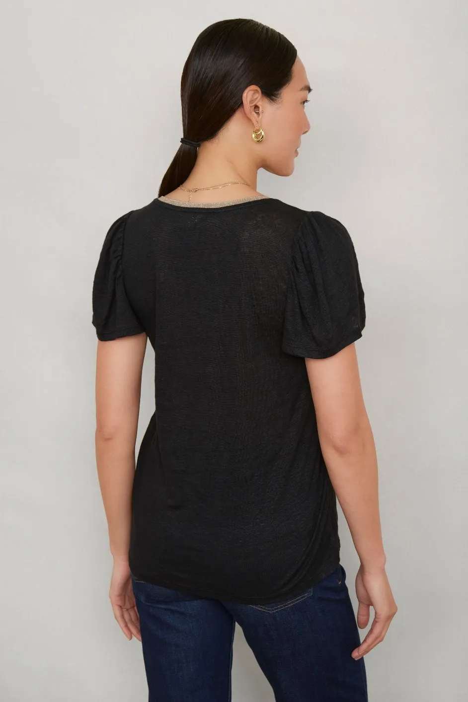 Lily Linen Tee Shirt - Black