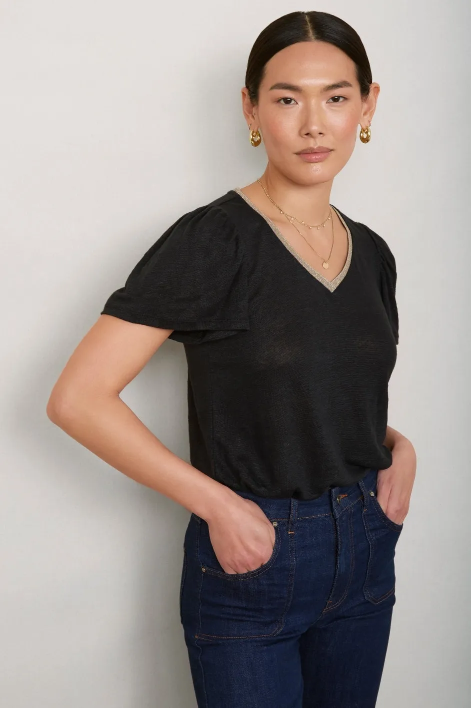 Lily Linen Tee Shirt - Black