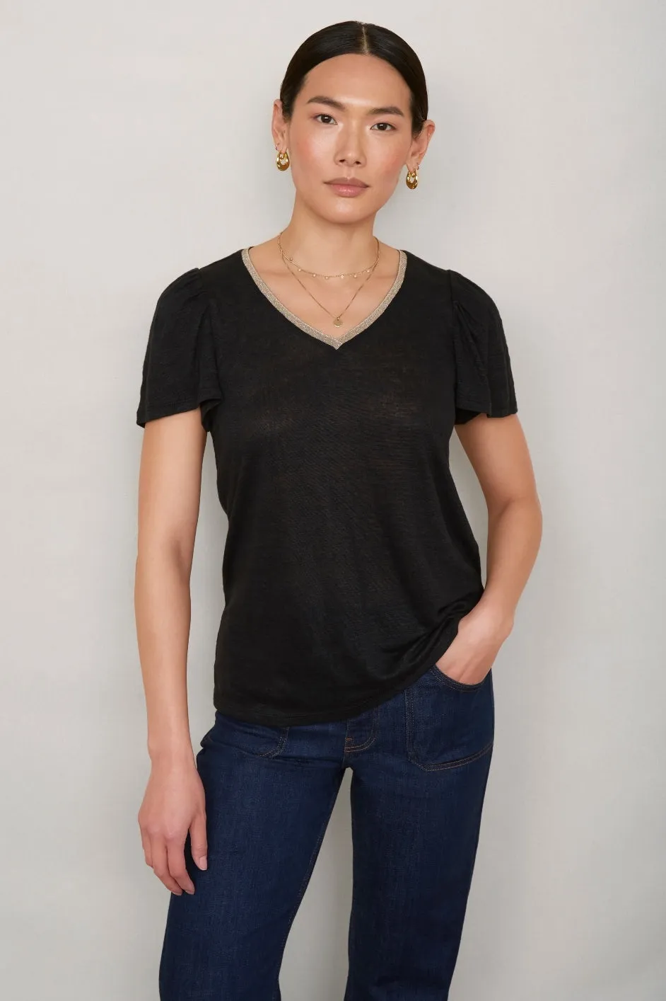 Lily Linen Tee Shirt - Black