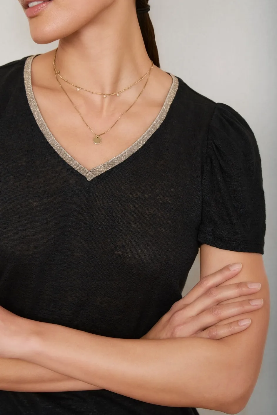 Lily Linen Tee Shirt - Black
