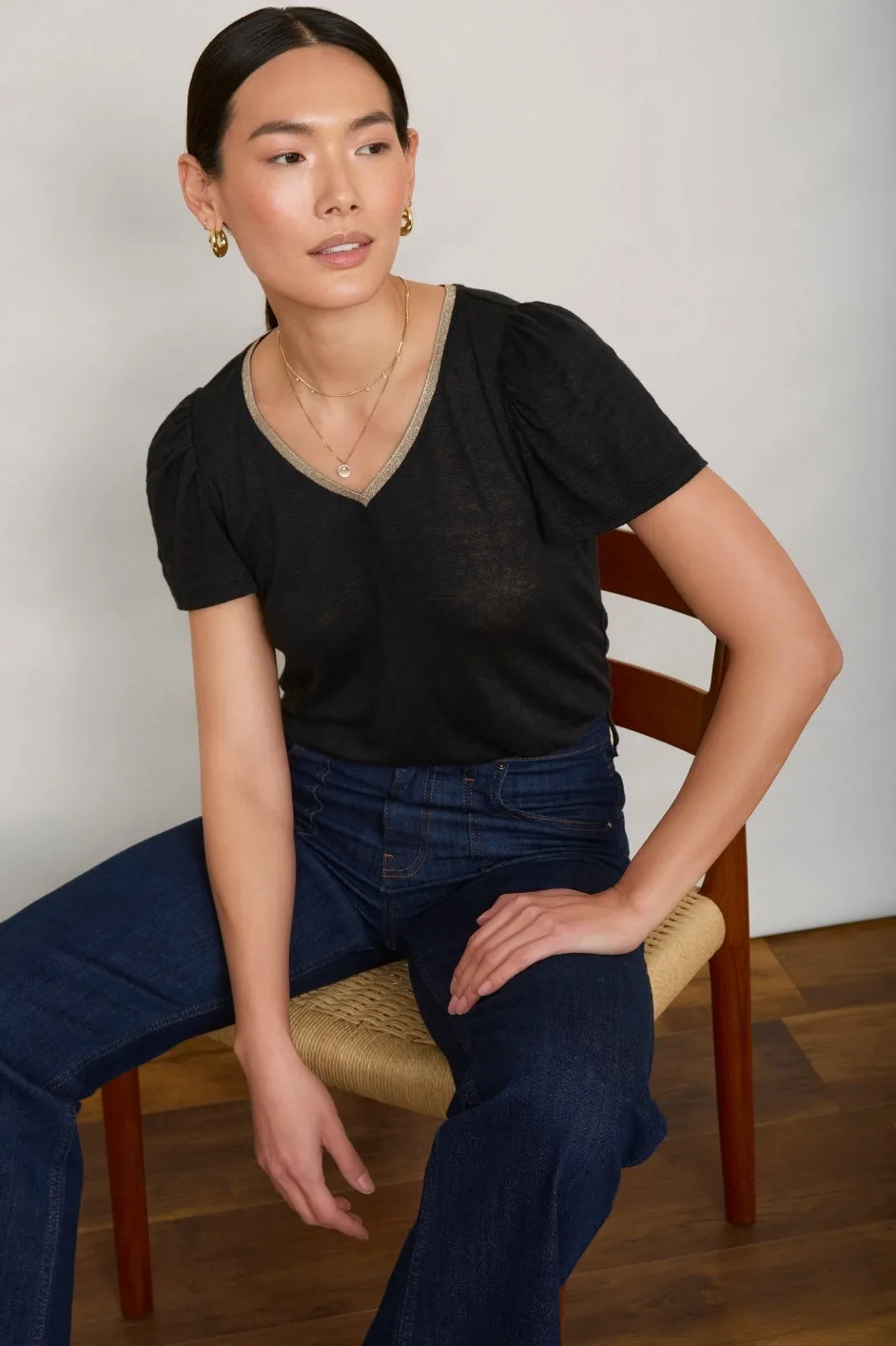 Lily Linen Tee Shirt - Black