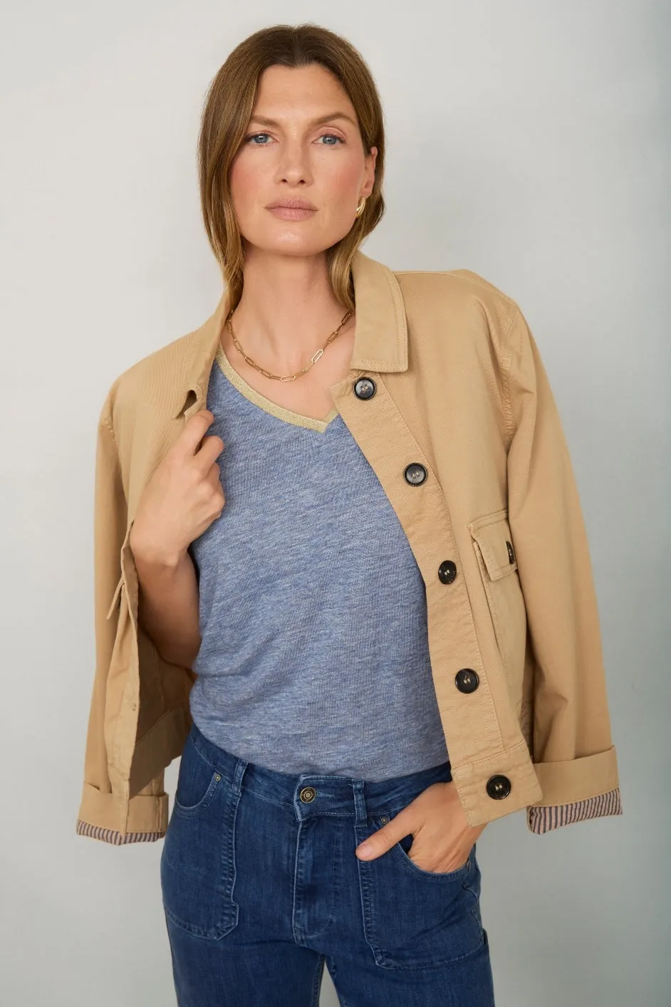 Lily Linen Tee Shirt - Blue Melange