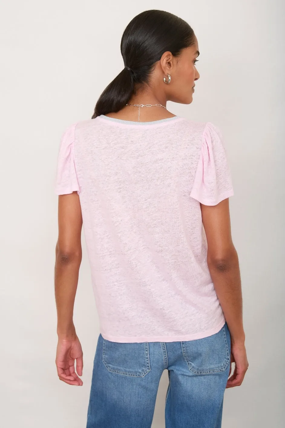 Lily Linen Tee Shirt - Light Pink