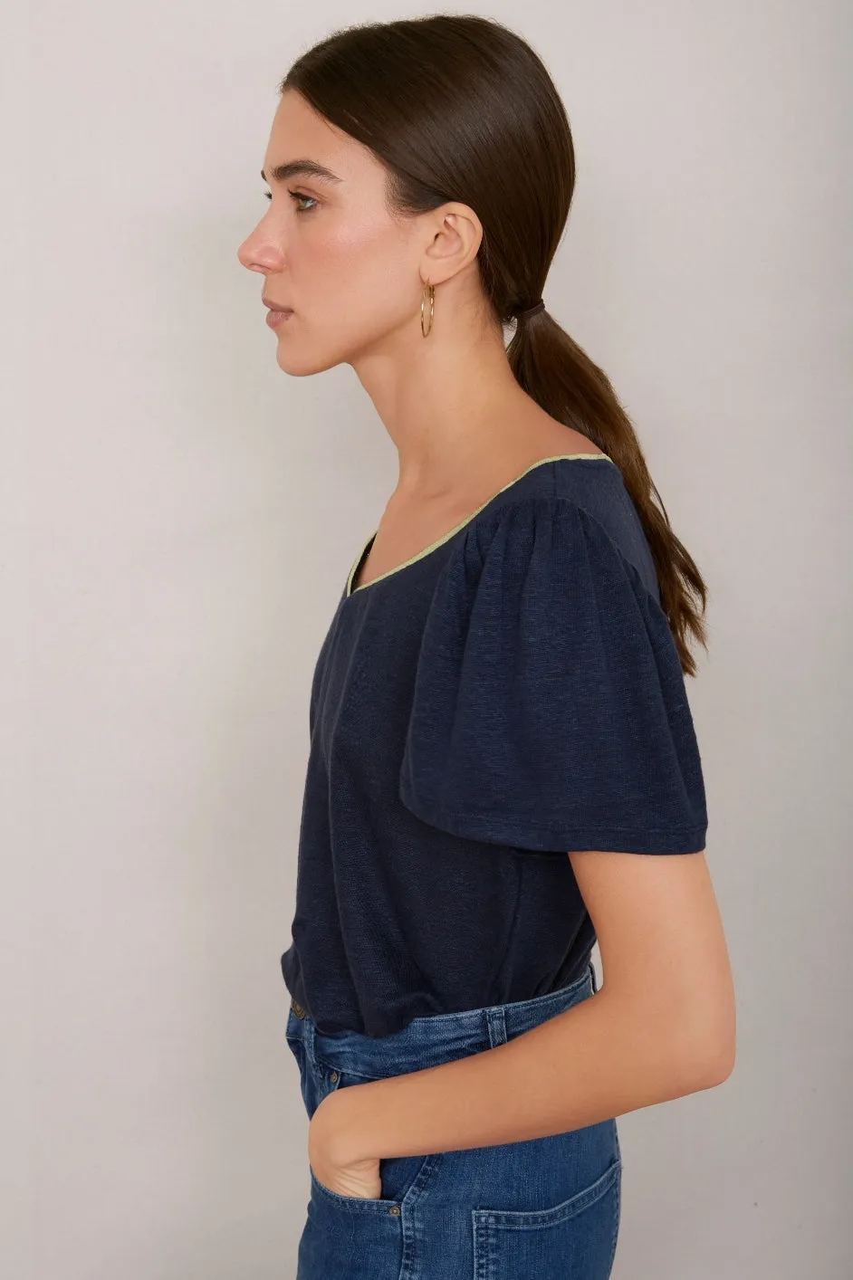 Lily Linen Tee Shirt - Midnight