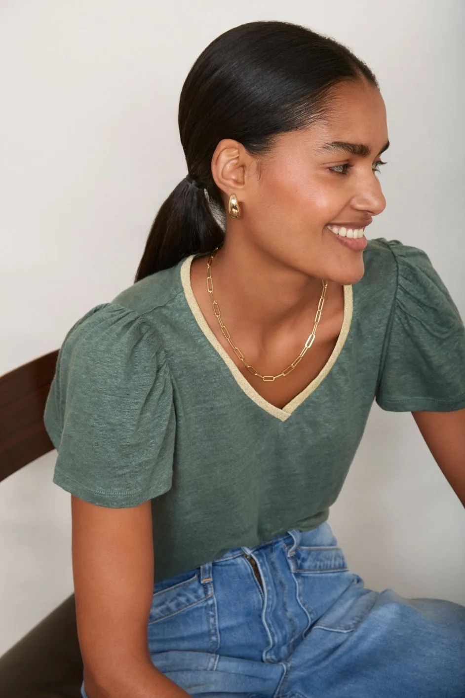 Lily Linen Tee Shirt - Rosemary