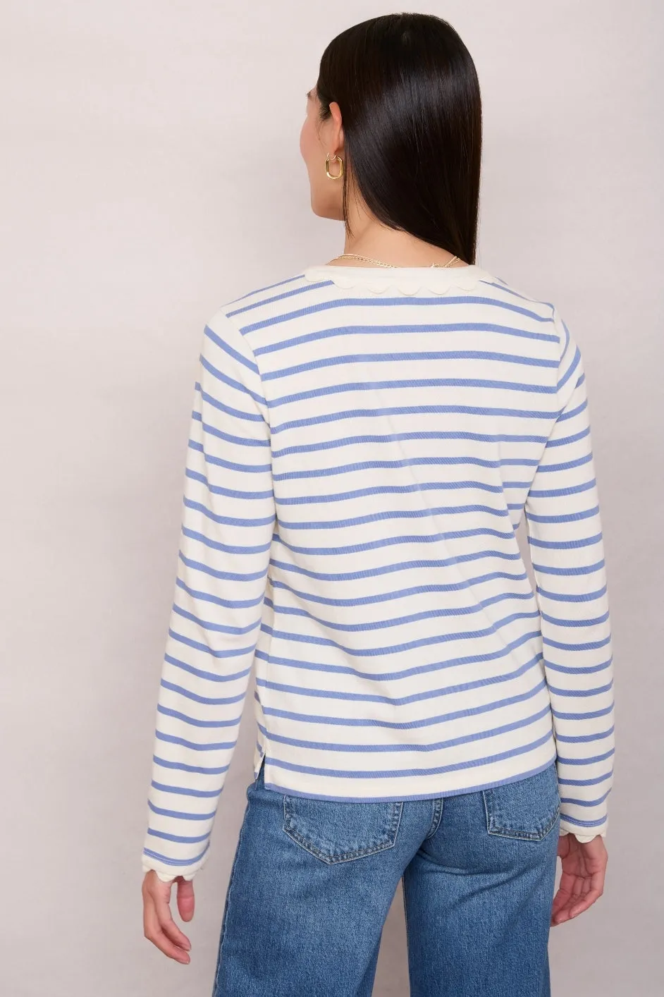 Lottie Top - Denim Blue/Ecru