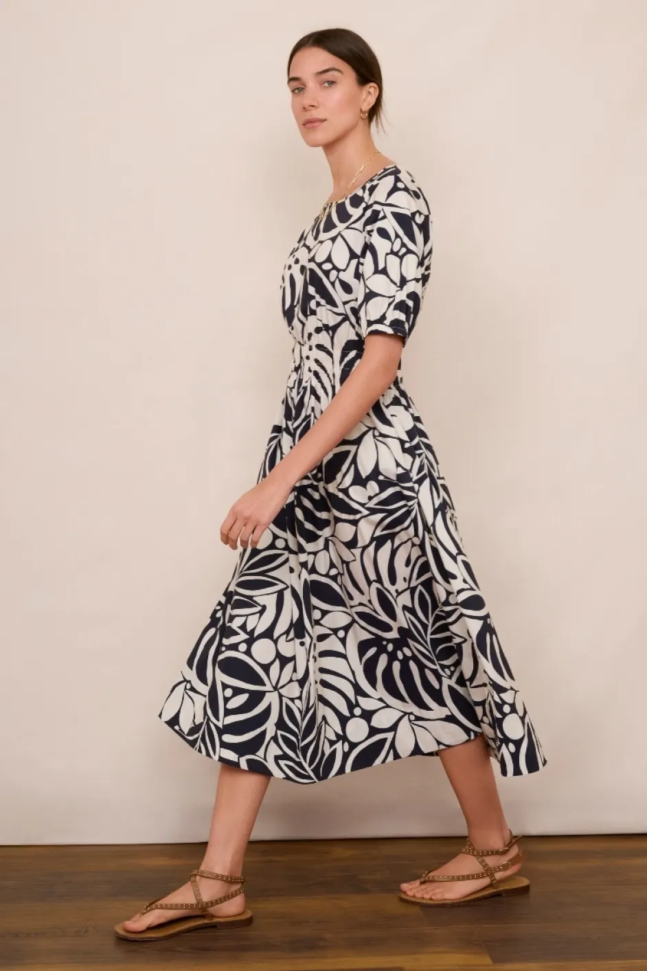 Madeleine Dress - Midnight/Ecru