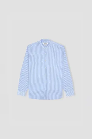 Mandarin Collar Shirt For Men - Blue Stripe