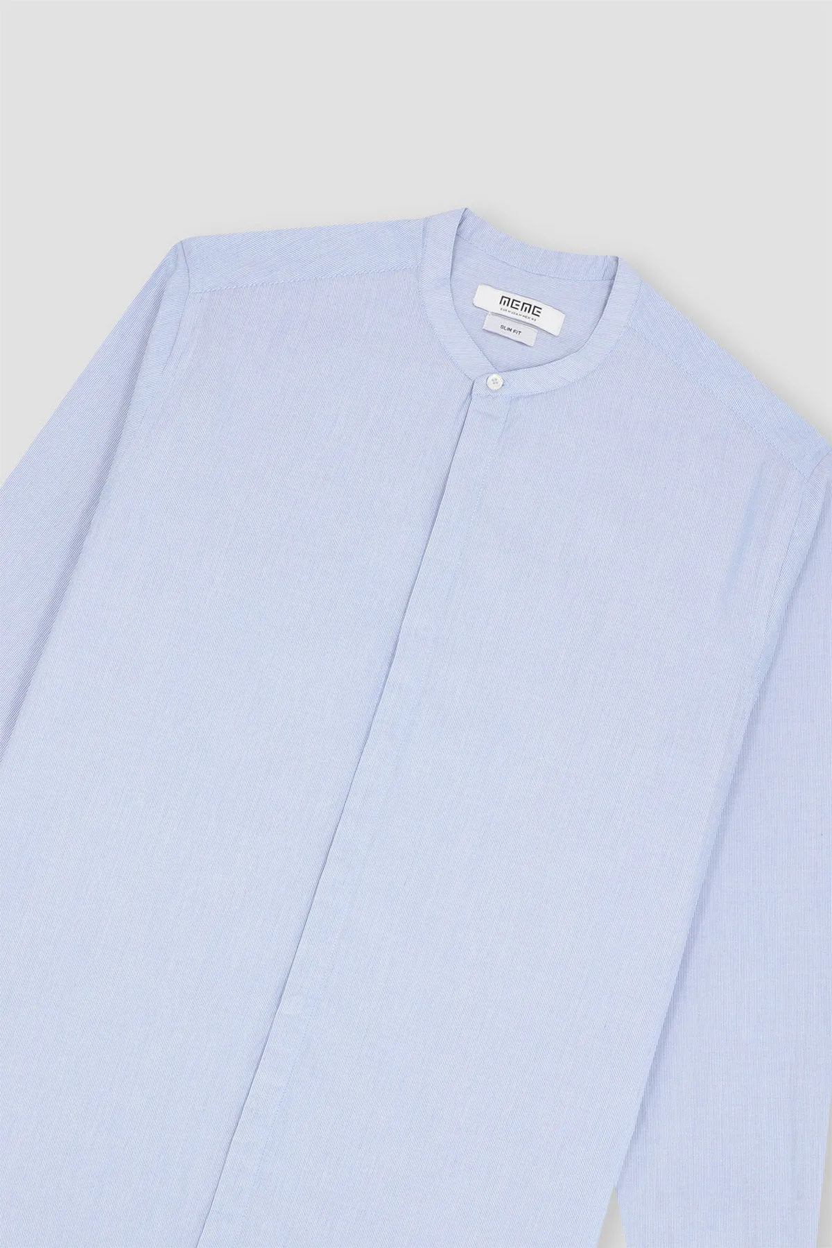 Mandarin Collar Shirt For Men - Blue Stripe