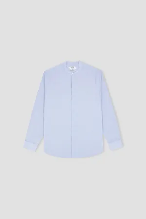 Mandarin Collar Shirt For Men - Blue Stripe