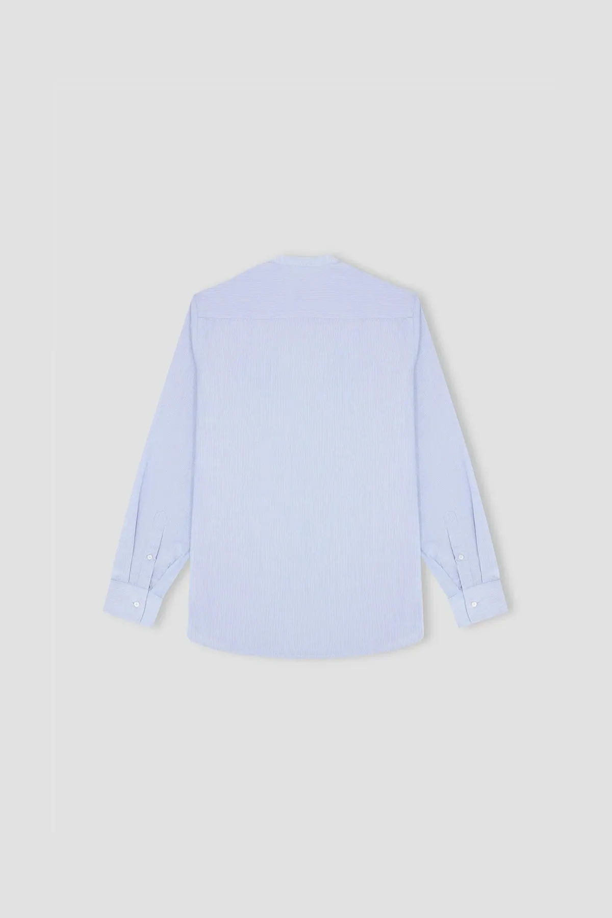 Mandarin Collar Shirt For Men - Blue Stripe