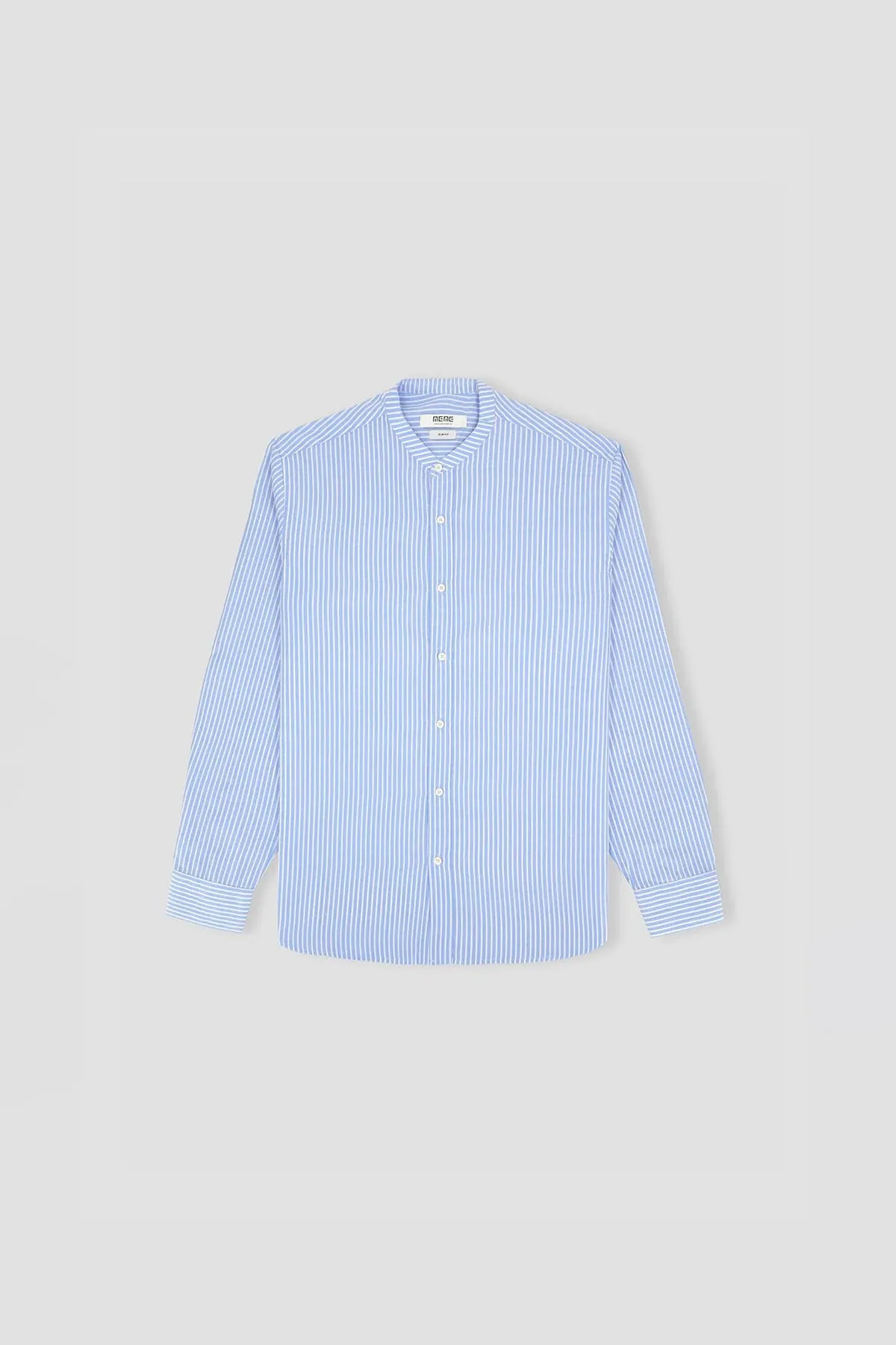 Mandarin Collar Shirt For Men - Blue Stripe