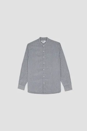 Mandarin Collar Shirt For Men - Grey Stripes