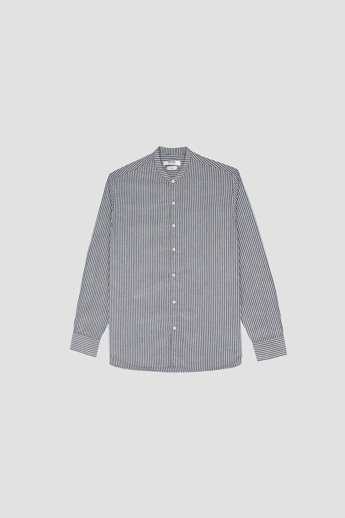 Mandarin Collar Shirt For Men - Grey Stripes