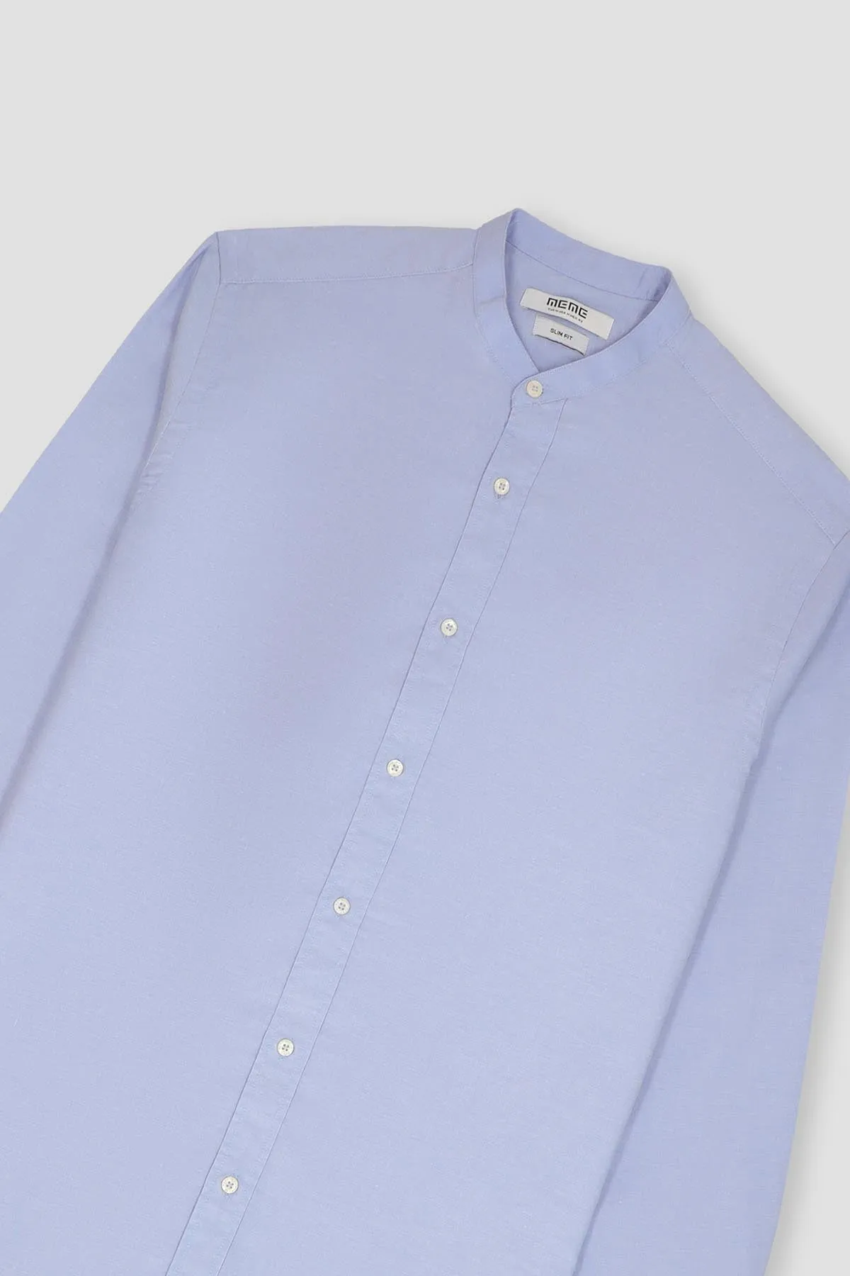 Mandarin Collar Shirt For Men - Light Blue