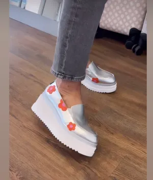 Marco Moreo Asia Wedge Loafer with Flowers