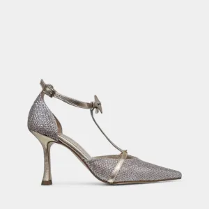 Marian Gold Mesh Ankle Strap Heel