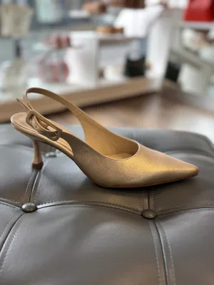 Marian Gold Pointed Heel Slingback