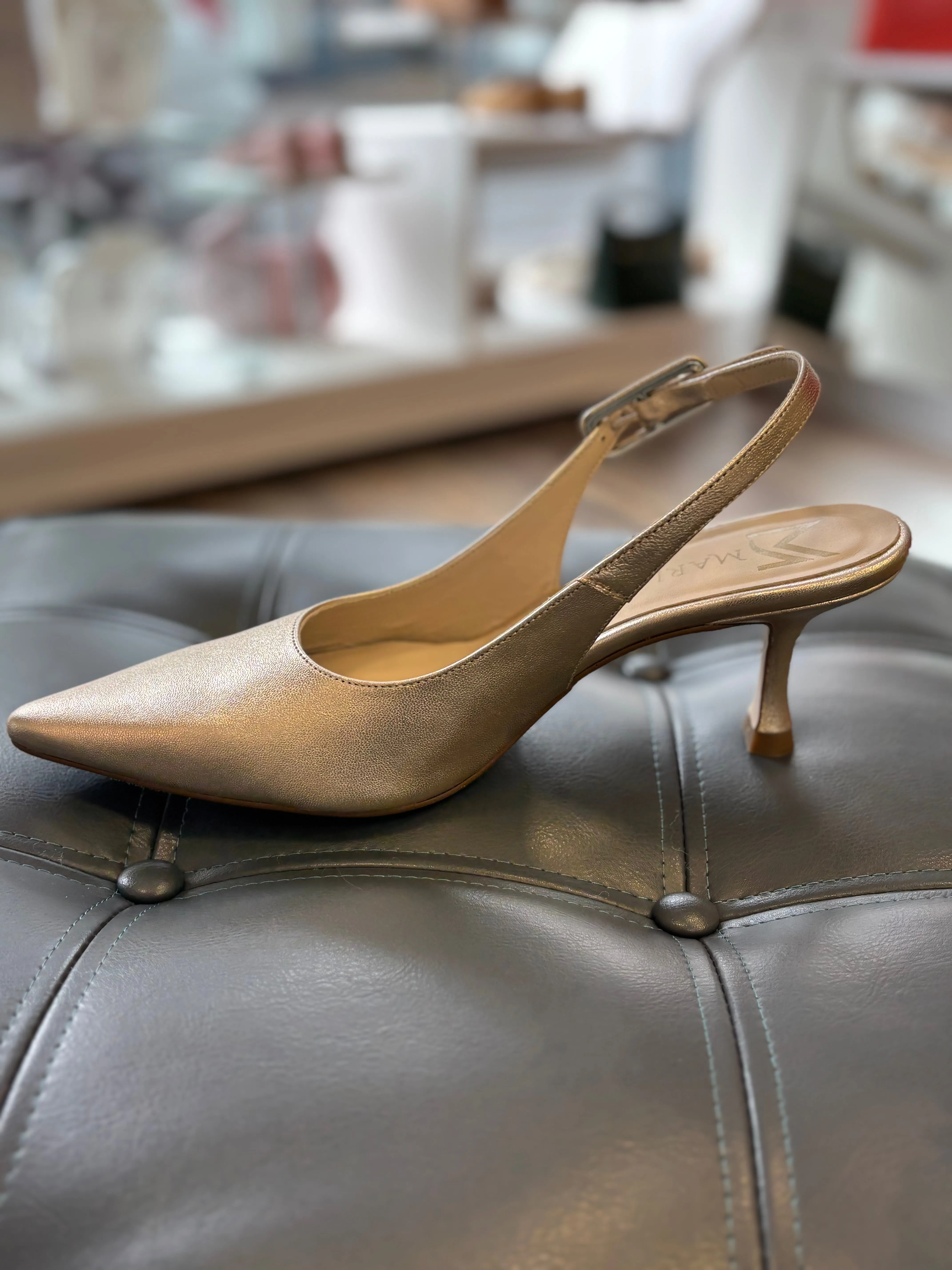 Marian Gold Pointed Heel Slingback
