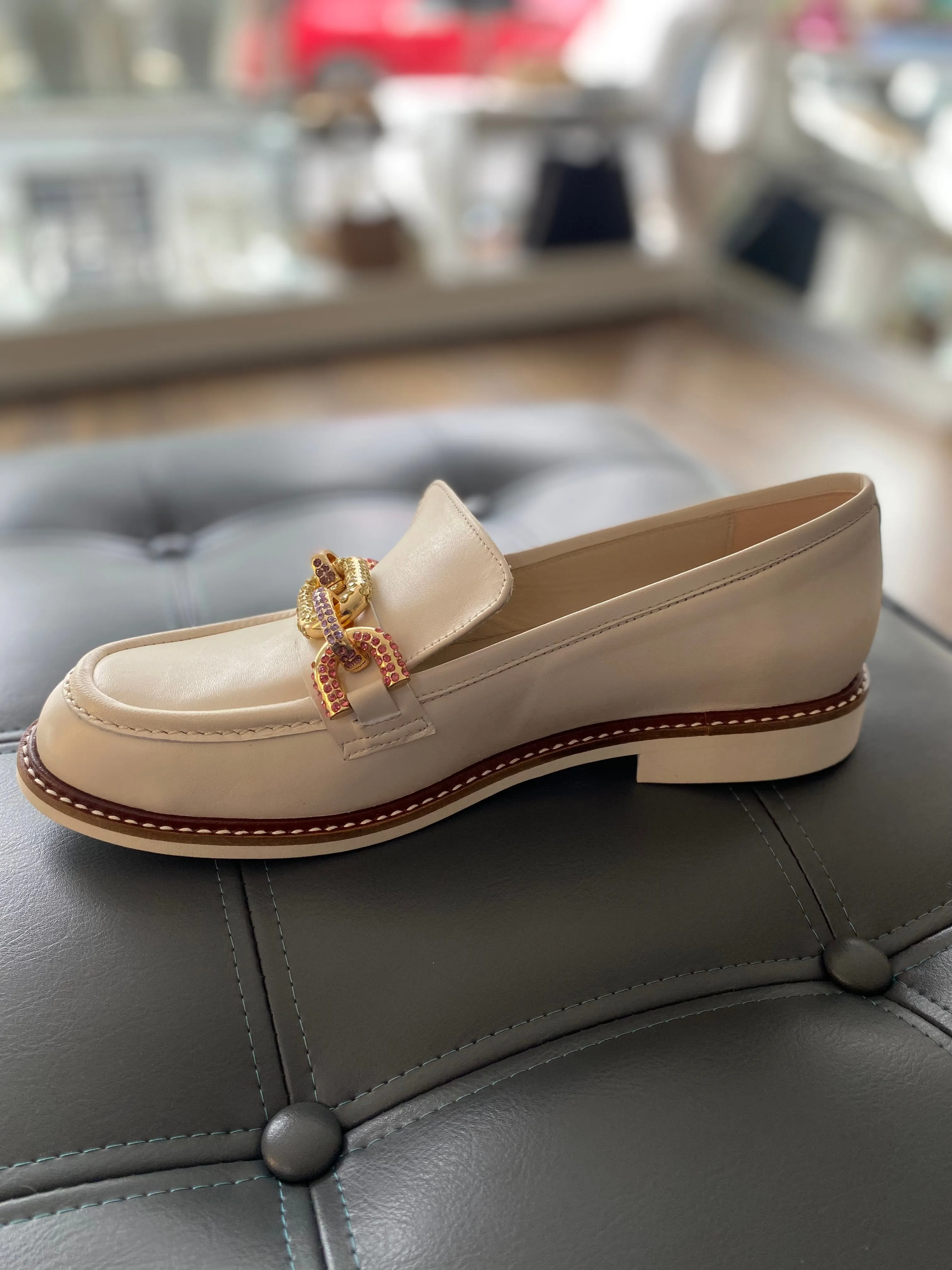 Marian Leather Cream Loafer