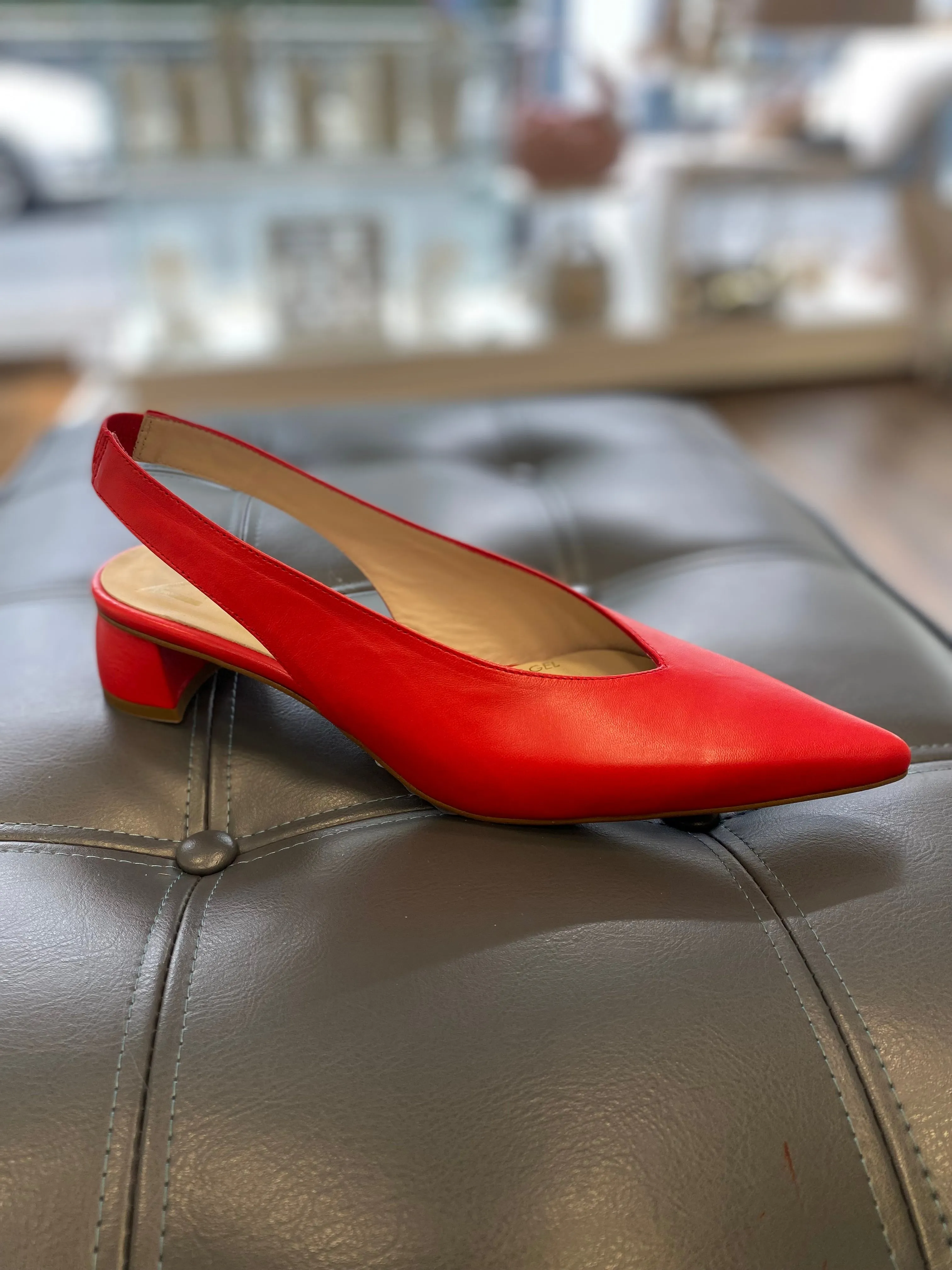 Marian Leather Pointed Low Heel Slingback