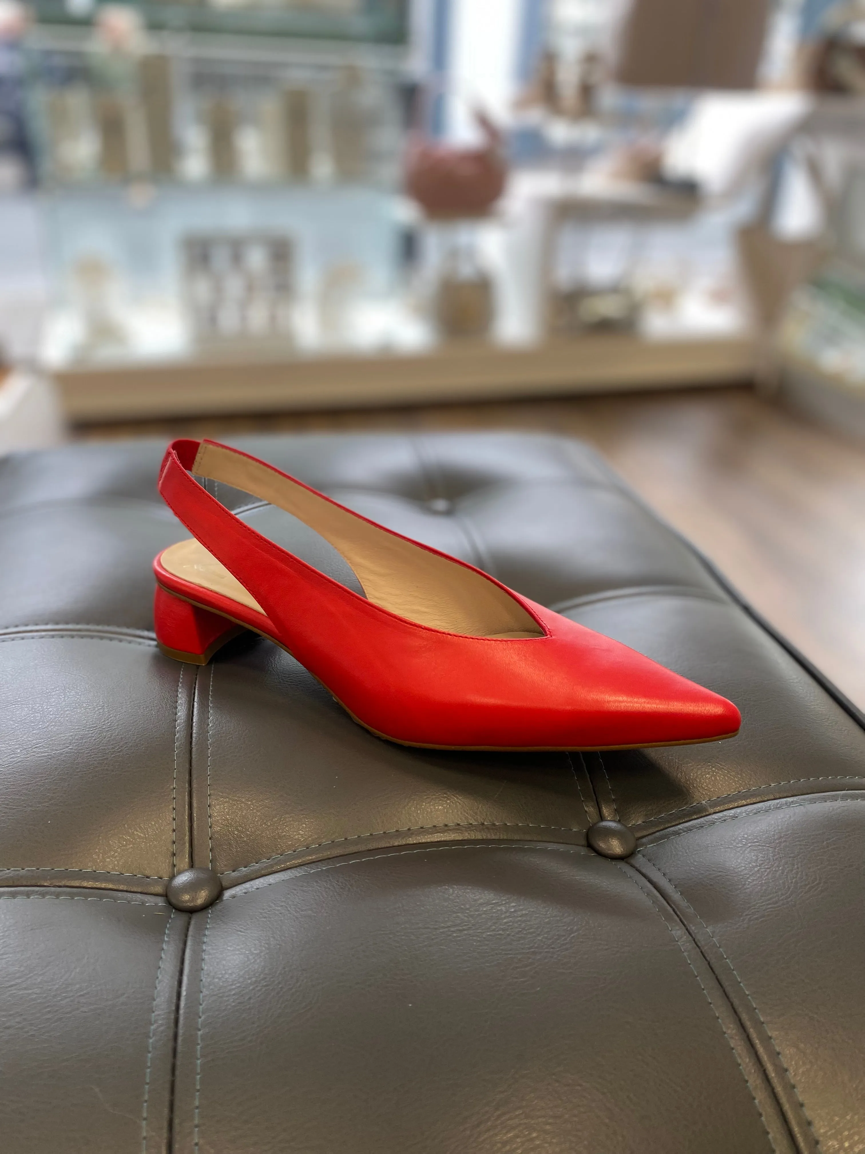 Marian Leather Pointed Low Heel Slingback