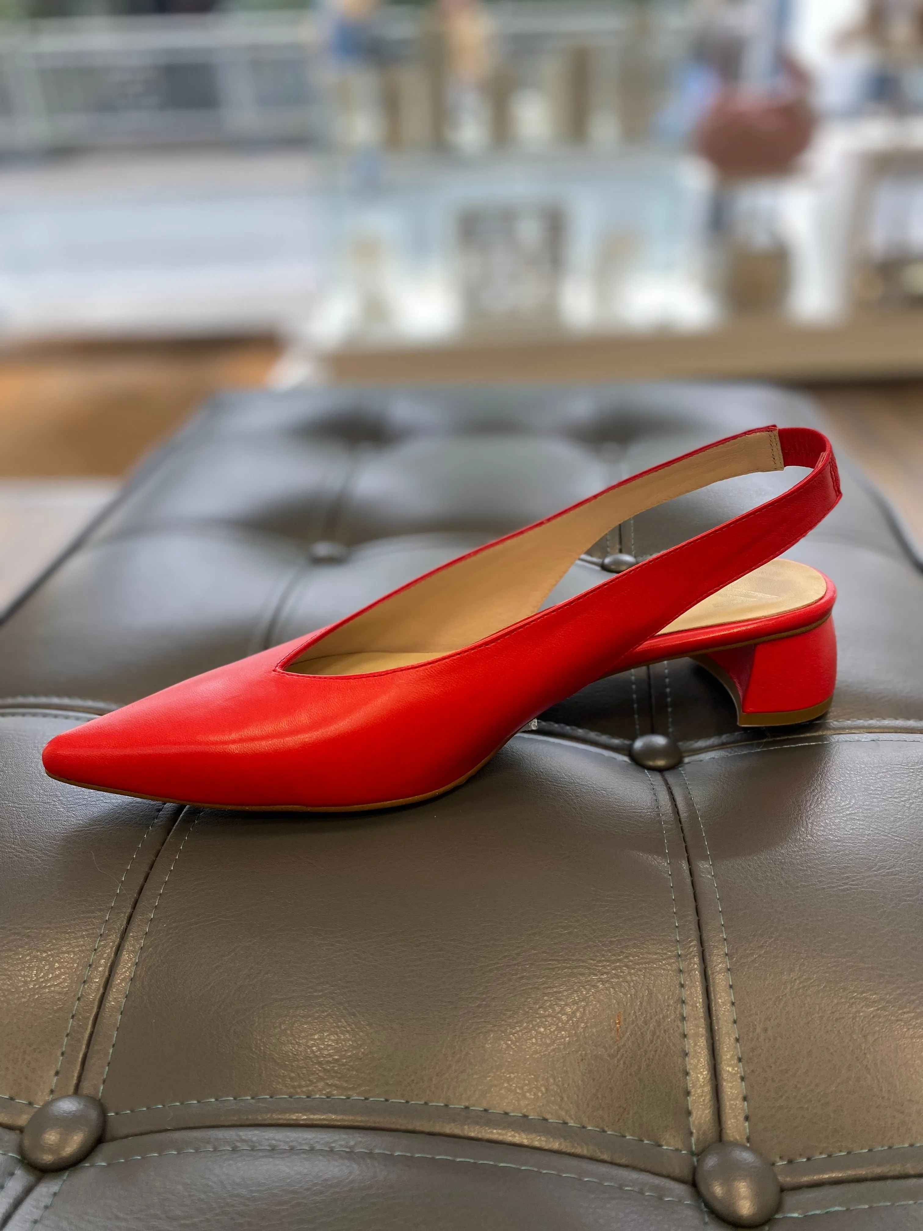 Marian Leather Pointed Low Heel Slingback