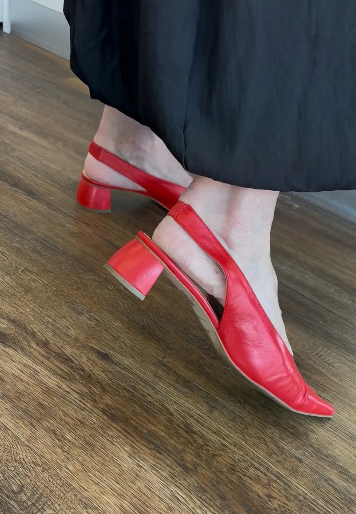 Marian Leather Pointed Low Heel Slingback