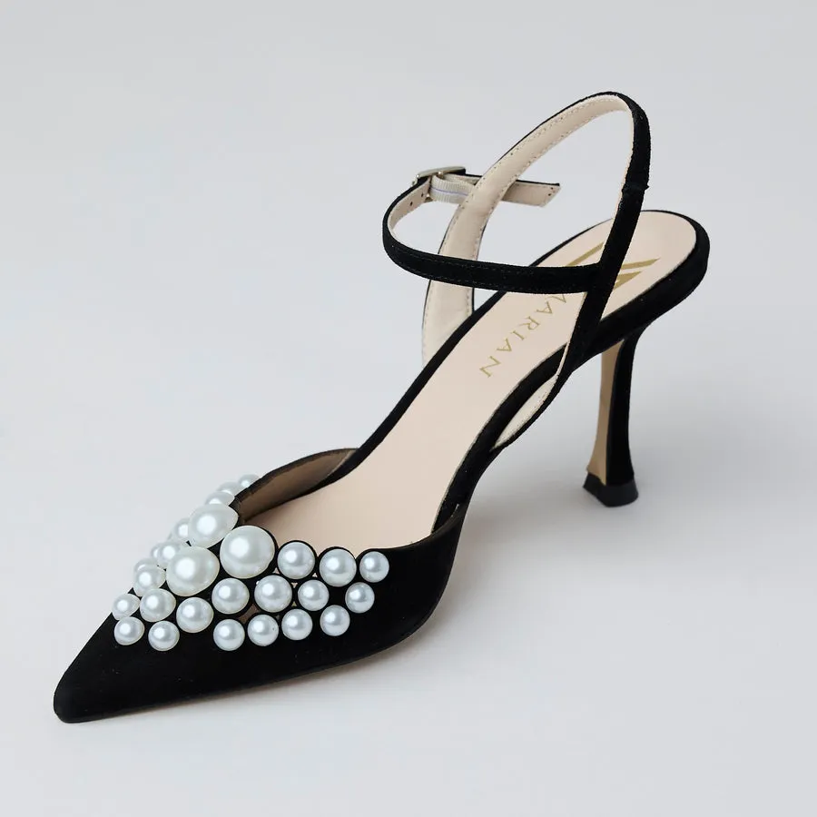 Marian Suede Heels with Pearls