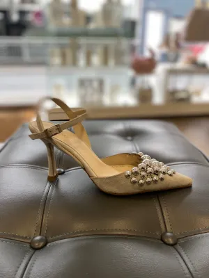 Marian Suede Heels with Silver Pearls