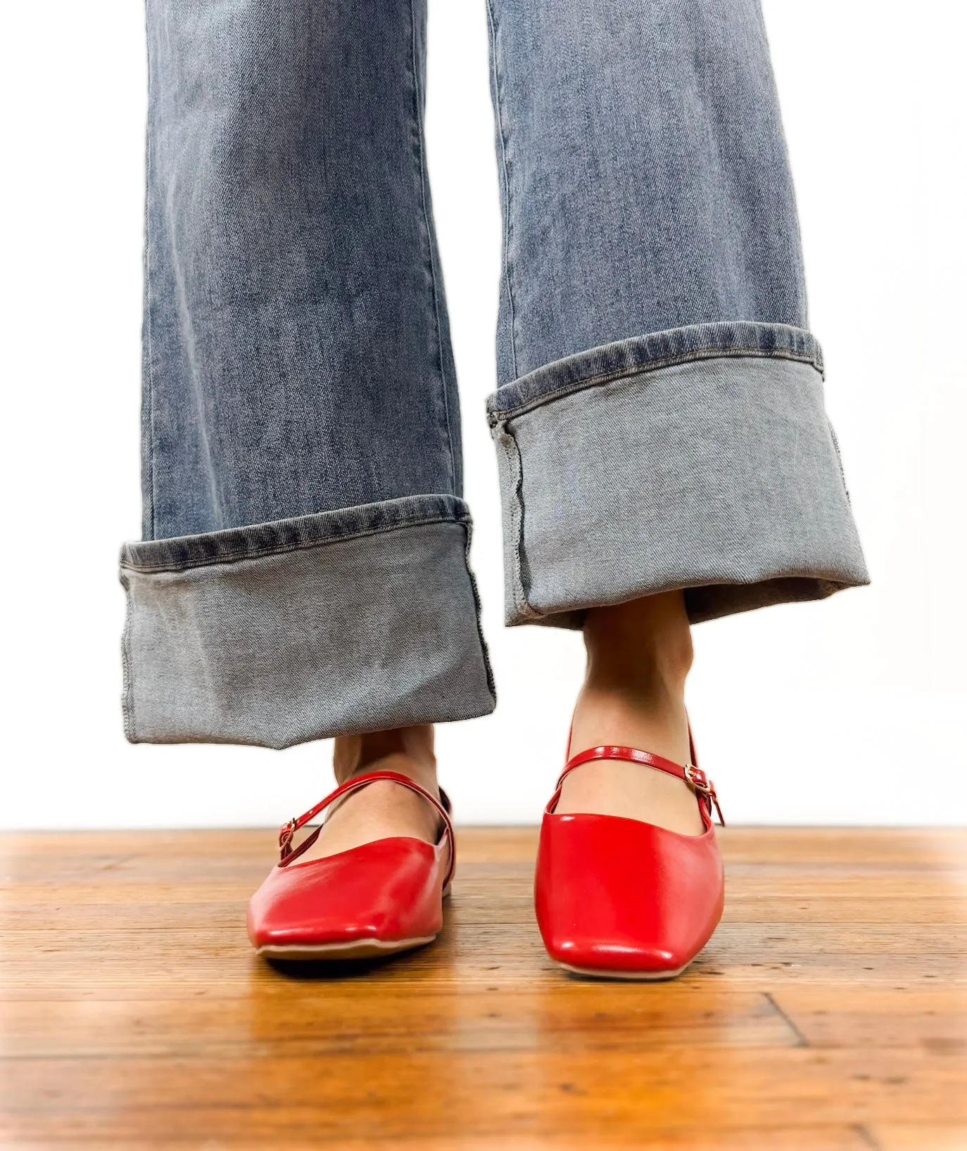 Mary Jane Ballet Flat ((Red))