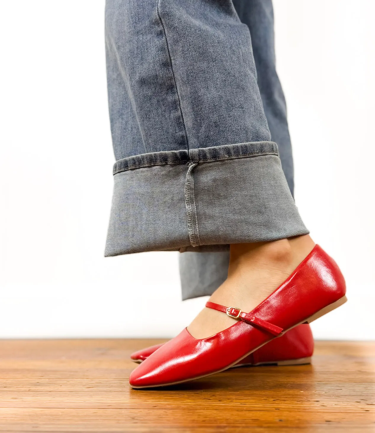Mary Jane Ballet Flat ((Red))