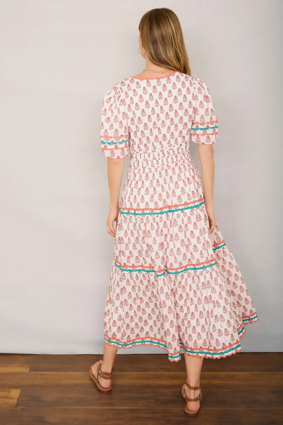Narissa Dress - Ivory Woodblock Print