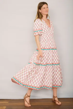 Narissa Dress - Ivory Woodblock Print