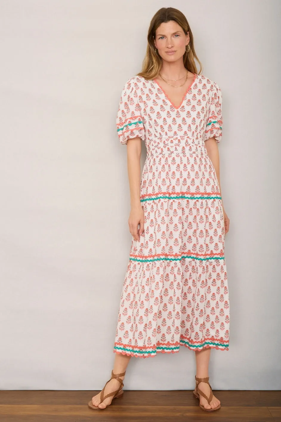 Narissa Dress - Ivory Woodblock Print