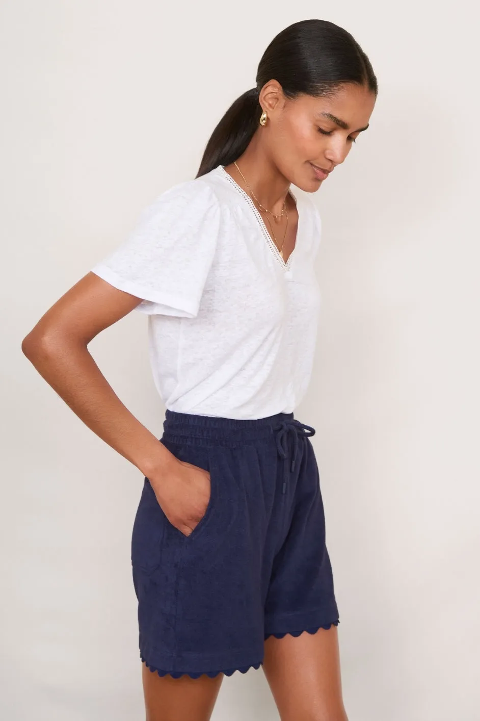 Nina Towelling Short - Midnight